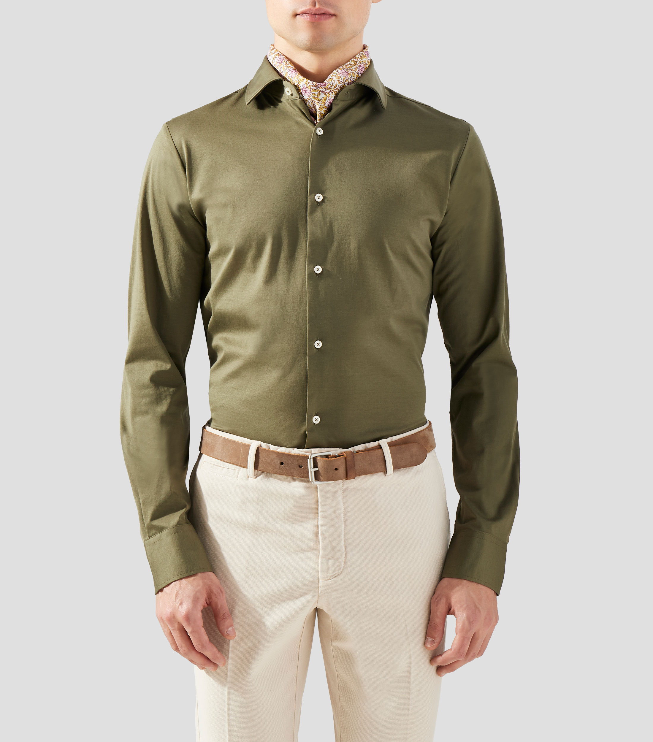 Camisa lisa manga larga Hombre